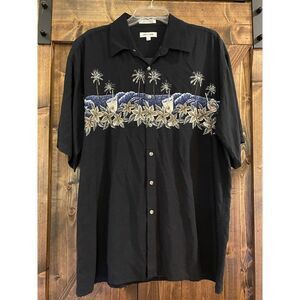 Pierre Cardin Shirt Mens‎ Large Hawaiian Tropical Casual Button Up Short Sleeves